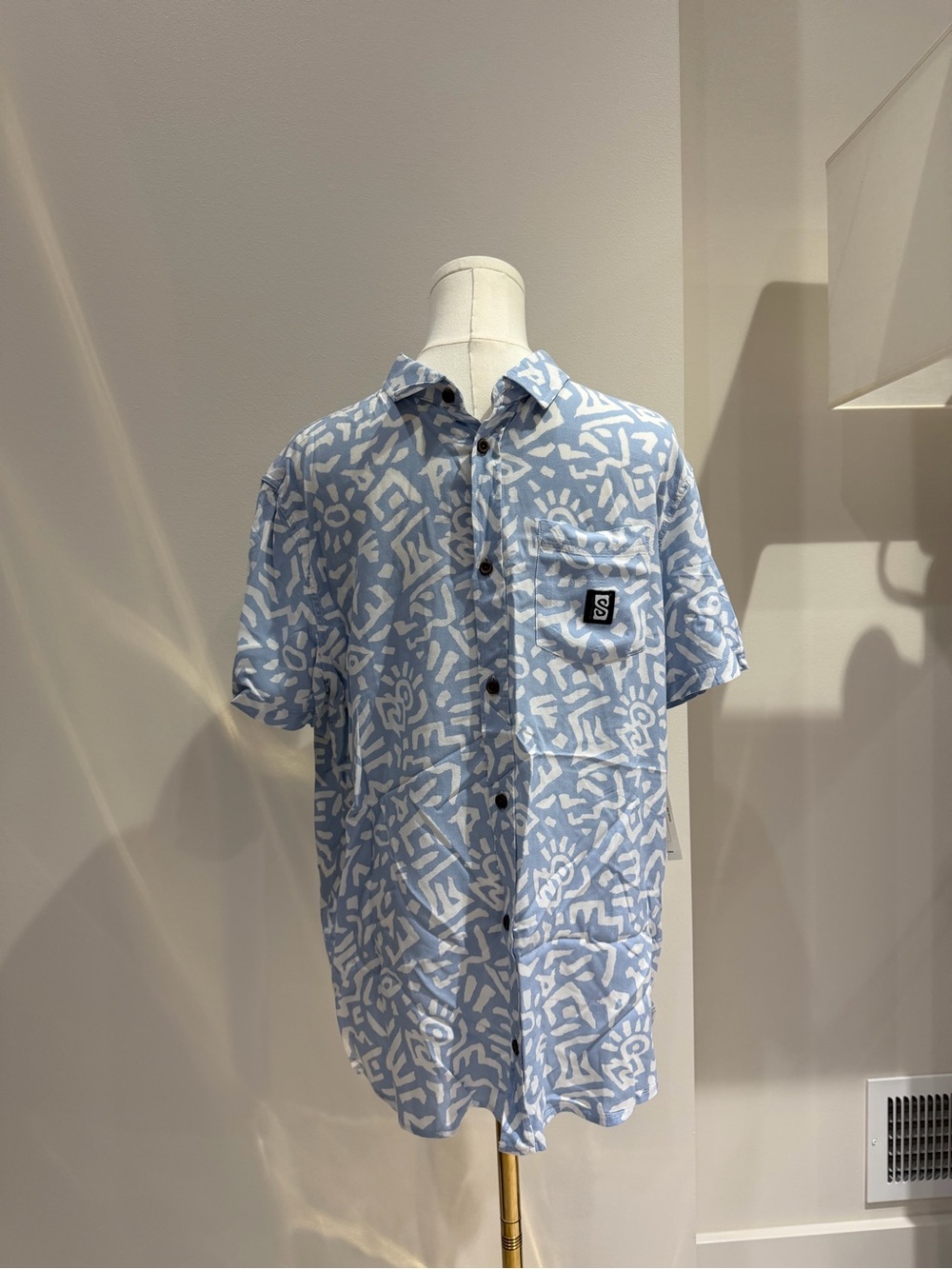 Rip Curl Light Blue & White Short-Sleeve Printed Button-Down Shirt
